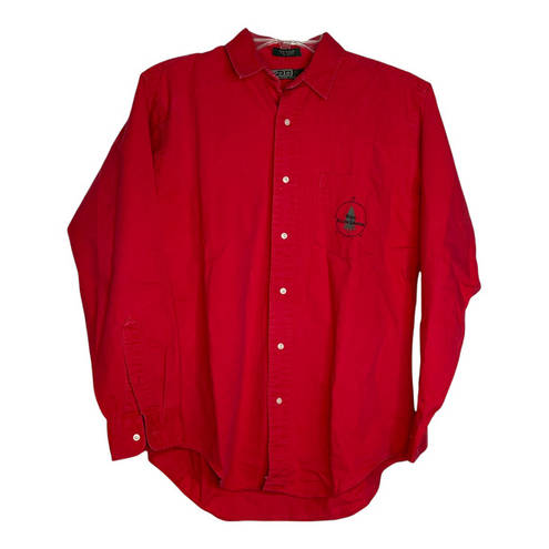 Polo VTG  Ralph Lauren Womens Shirt Size Large Button Front Red Compass Evergreen