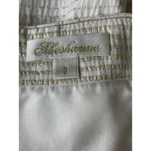 Shoshanna  Dress Size 2 Ivory Gold Stripe Strapless Sheath Cocktail Party Pockets