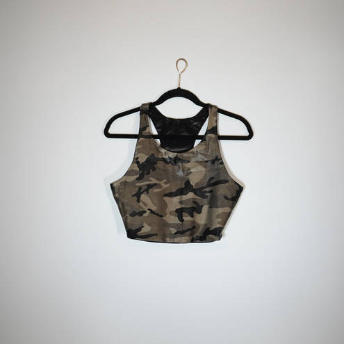 Koral  Bruna Infinity Racerback Athletic Work Out Sports Bra Camo Lime Large