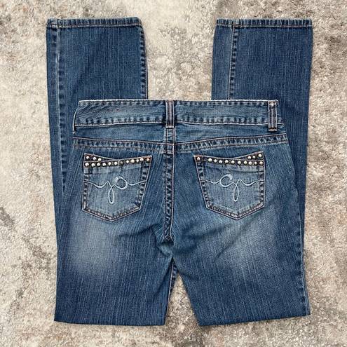 GUESS Vintage Y2K Faded Low Rise Studded Pockets Slim Straight Leg Jeans