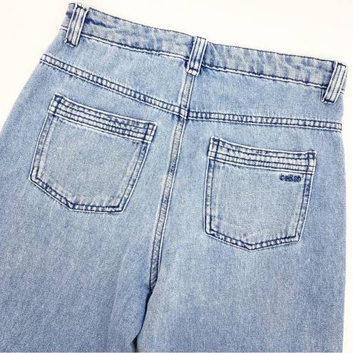 Ba&sh  Sophia High Rise Mom Relaxed V-Shaped Yoke Straight Leg Jeans Light Wash