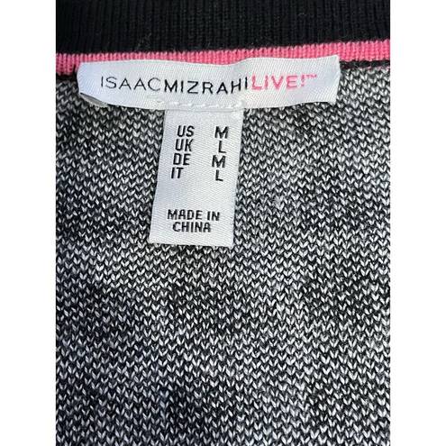 Isaac Mizrahi  Live Black Gingham Checked Plaid Cardigan Sweater Medium