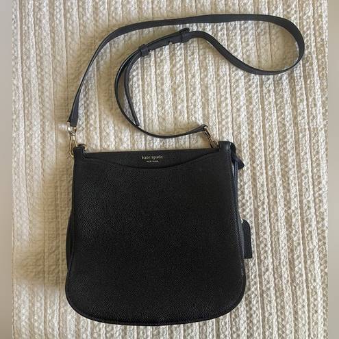Kate Spade  New York black pebble leather medium size crossbody bag purse