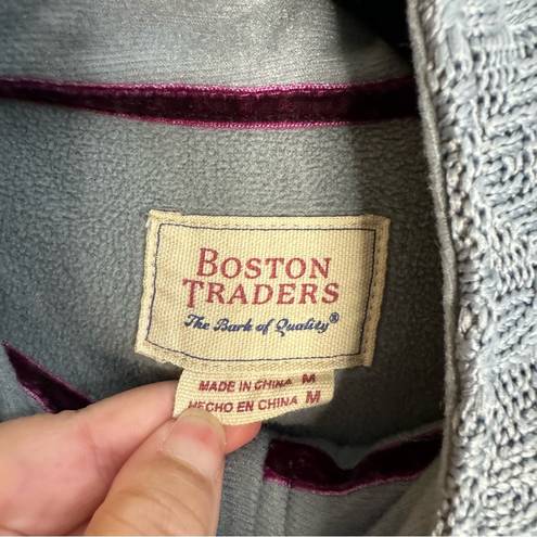 Boston Traders  Gray Cable Knit Fleece Full Zip Up Jacket Sz Medium