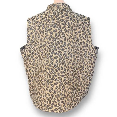 Coldwater Creek Vintage  Vest Tan Brown Leopard Animal Print Button Front Plus 2X