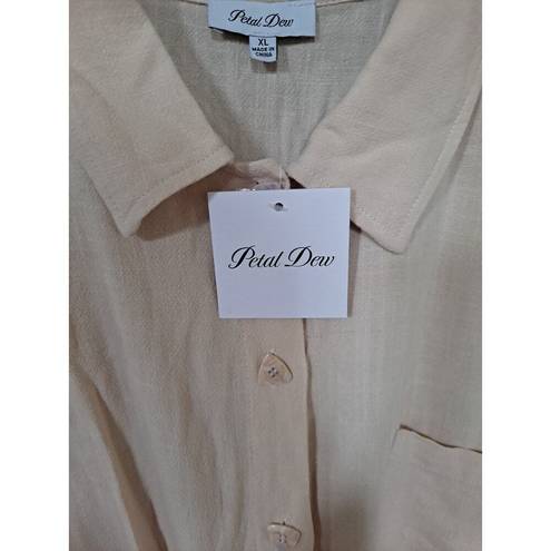 Petal NWT  Dew Button Up 1 Piece Skort Jumpsuit Linen Blend Size XL