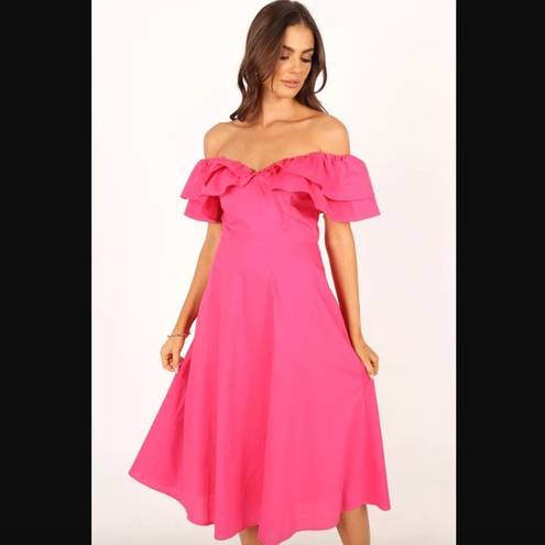 Petal and Pup  Cabo Magenta Frill Sleeve Midi Dress S