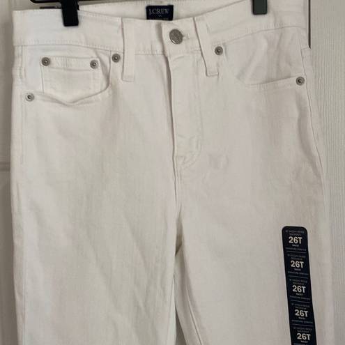 J.Crew  Factory 10" High Waist Skinny Raw Hem White Jeans 26 Tall NWT