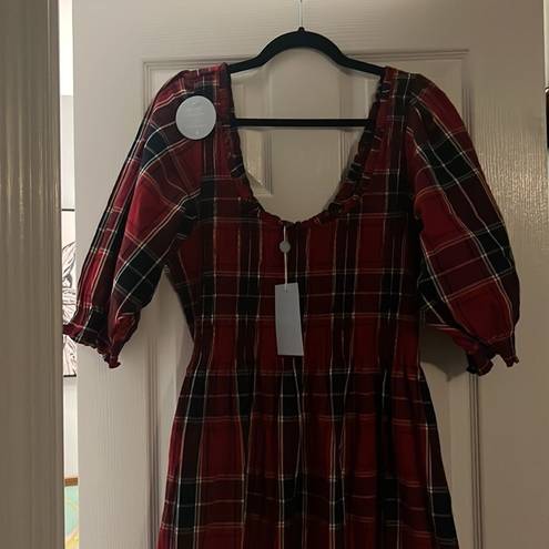 Hill House New  louisa nap dress red tartan cotton