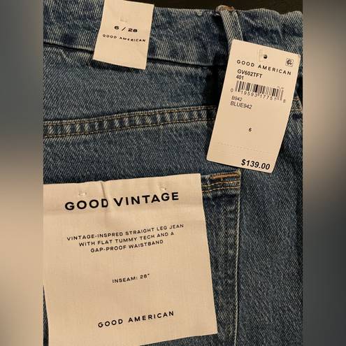 Good American NWT  Good Vintage Straight Leg Jeans Blue942 Color Size 6