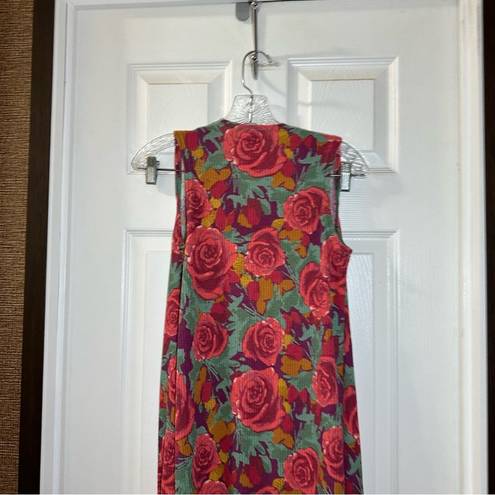 LuLaRoe  Multicolor Floral Print Knit Sleeveless Open Vest Kimono Duster XS