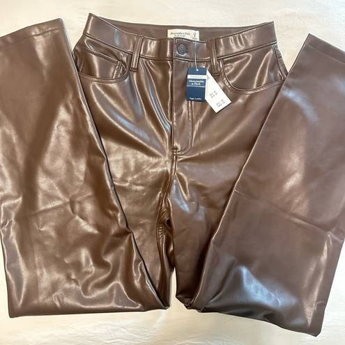 Abercrombie & Fitch NWT Abercrombie Curve Love Brown Leather Pants