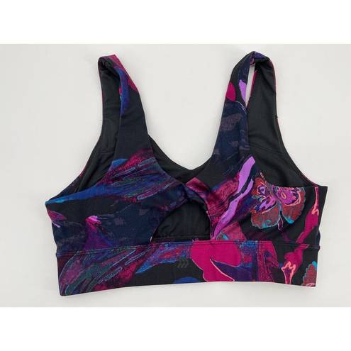 All In Motion  Sports Bra Sz M Purple Pink Blue Abstract Print