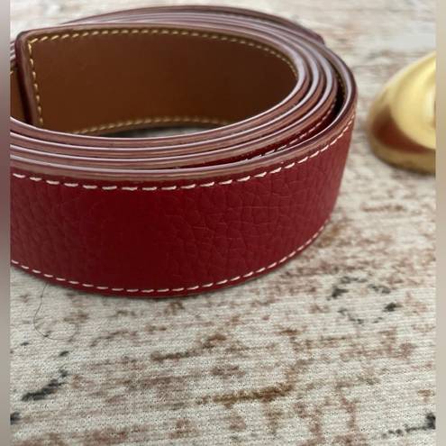 Coach  Leather Belt Burgundy brown Reversible With Gold C Logo Size Large