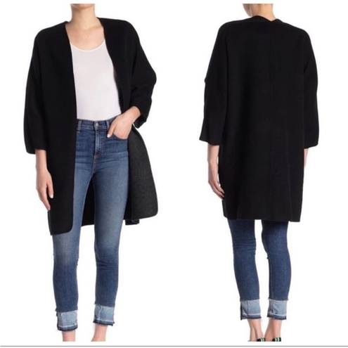 Vince  Reversible Two Face Wool-Cashmere Open Placket Coat black Sz M