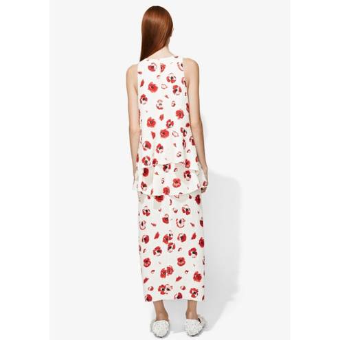 Proenza Schouler $1950  2 High Slit Midi Skirt Peplum Poppy Cream White Red Black