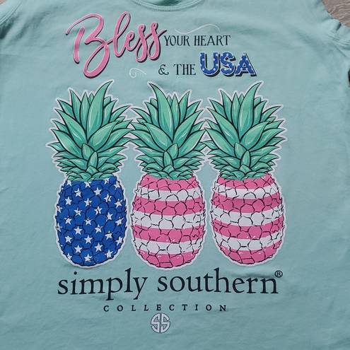 Simply Southern  Bless Your Heart USA Pineapple High/Low Tank Top