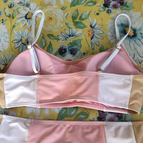 Cabana Del Sol  Pink Color Block Hi Waisted Bikini M