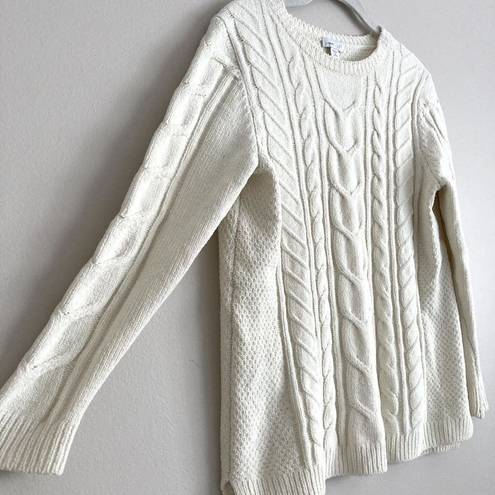 J.Jill  Womens Cable Knit Chenille Ivory Sweater Size XS Petite Pullover Soft