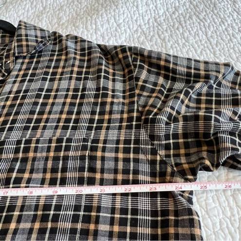 Everlane  Lightweight Flannel Oversized Shirt Black Brown Plaid 12