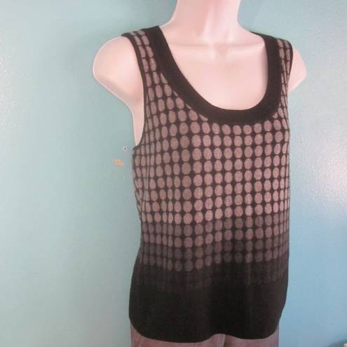 Talbots  Wool Vest  Sweater Top Black & Gray 1980's Vintage