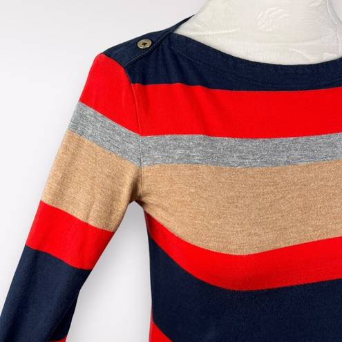 Tommy Hilfiger 3/4 Sleeve Top Boat Neck Modal Cotton Striped XS