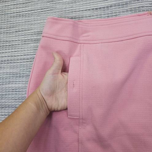 The Loft  Plus Size 16 Pink Shift Skirt Gold Buttons Barbie Academia Preppy NEW