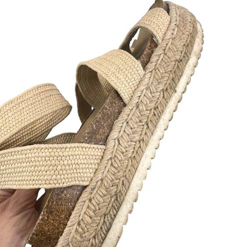 Esprit  Gigi Sandals Cream Size 7.5 Platform Espadrille Ankle Wrap Braided