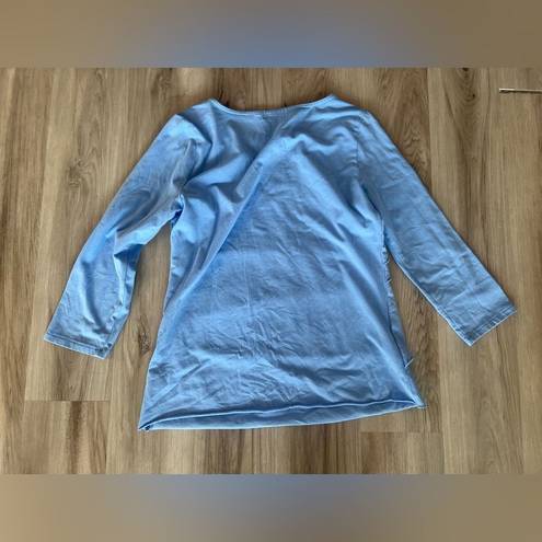 Habitat  S Blue Tiered Baby Blue Long Sleeve Blouse