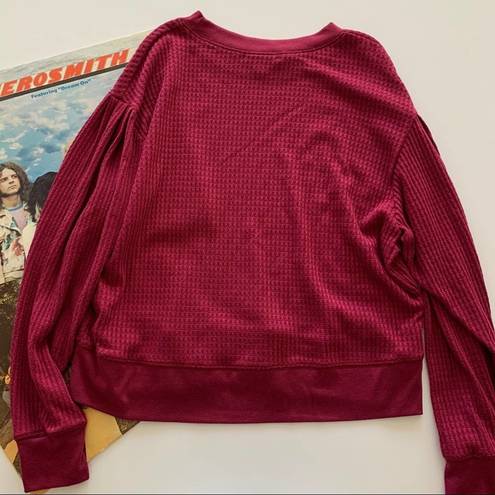 Treasure & Bond | Magenta Waffle Knit Thermal Shirt Medium