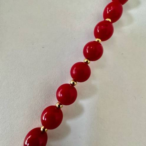 Monet  vintage  Red beaded and gold tone beaded necklace