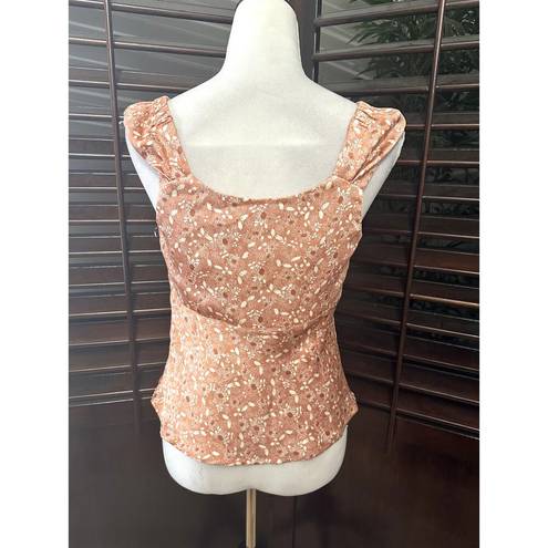 Treasure & Bond  Women's Pink Floral Satin Sleeveless Cap Sleeve Blouse S NWOT