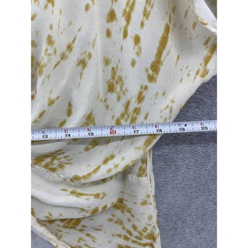 Karen Kane Kare Kane Women's Blouse V Neck Cropped Yellow Tie Dye Size XS USA Made