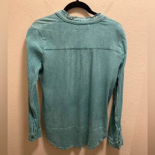 Zadig & Voltaire  Tone Crinkle Button Front Long Sleeve Top Size Medium