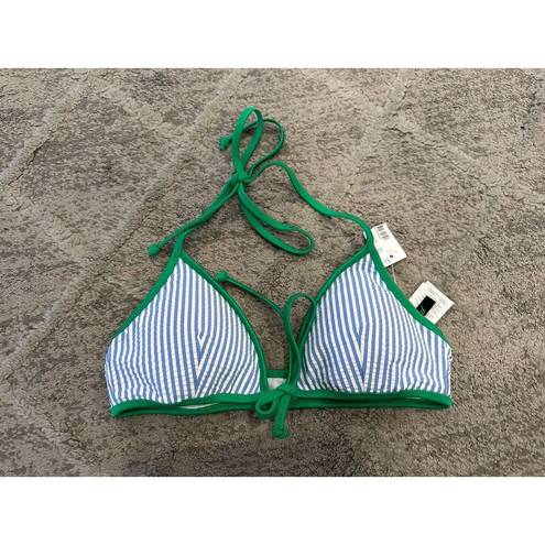 J.Crew  Tipped Seersucker Tie Front Bikini Top G1335 XS NWOT