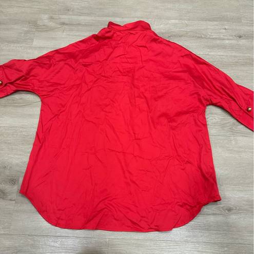 Tuckernuck  Willow Oversized Popover Top Poppy Red High Low Collared size M