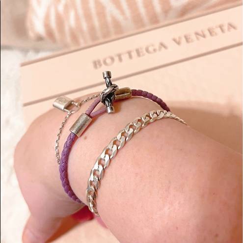 Bottega Veneta Authentic  Purple Leather Intrecciato White AG / 925 Bracelet