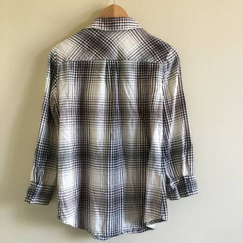 Joie  Fara Tuxedo Plaid Ruffle Button Up Shirt‎ SZ S