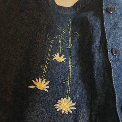 Basic Editions  Vintage Floral Short Sleeve Embroider Women's Jean Jacket Size 18