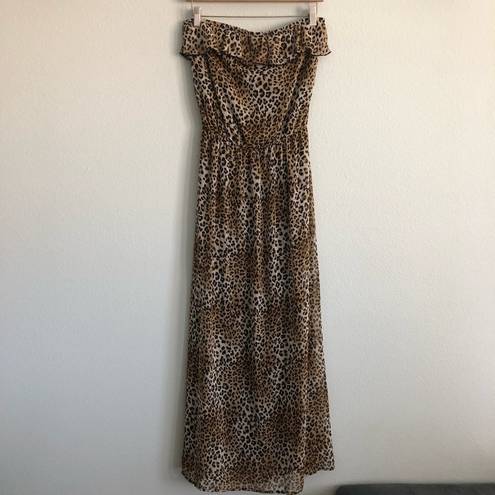 L8ter  Leopard Print Strapless Maxi Dress. Size Medium
