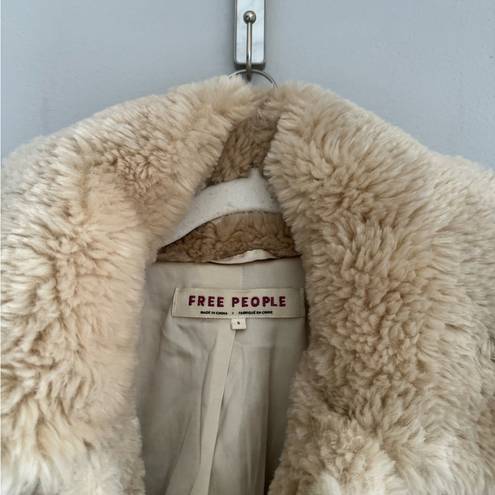 Free People  Tan Pretty Perfect Faux Fur Peacoat S