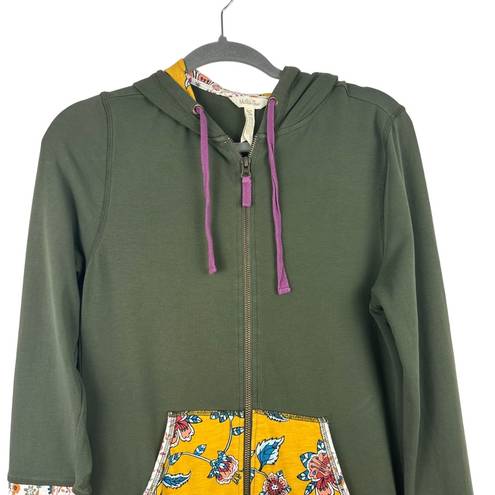 Matilda Jane  Patches of Light Green Zip Up Hoodie Tunic Length Floral Medium M