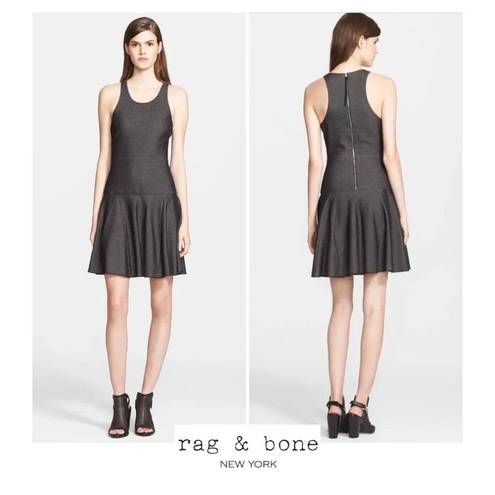 Rag and Bone  Size 6 Enigma Dress Fit n Flare Drop Waist Black Mini Sleeveless 1470