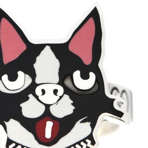 Gucci  Sterling Silver Boston Terrier Enamel Bosco Ring 7.5