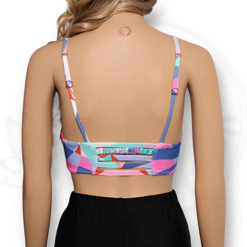 Raisin's  Kaori Multicolor High Square Neck Bikini Top with Strappy Back Size XS