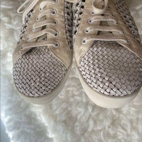 Joie  Duha White Woven Leather Lace Up Sneakers  Size US 6/EUR 36