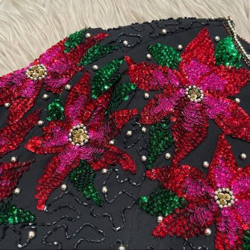 Laurence Kazar  Beaded Sequin Poinsettia Blouse large