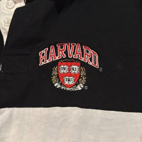 Polo HARVARD UNIVERSITY AUTHENTIC BLACK & WHITE COLOR BLOCK  LONG SLEEVE TEE