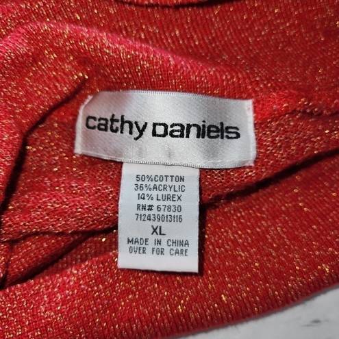 Cathy Daniels  Womens XL Red/Gold Holiday Bling Knit Turtleneck Sweater