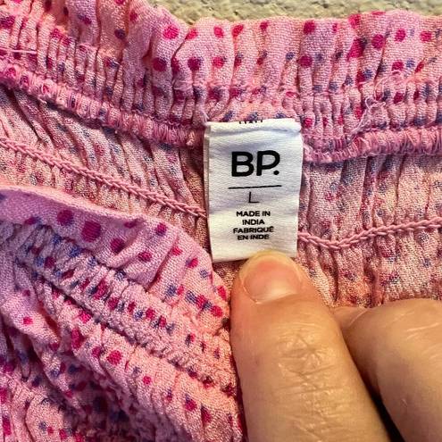 BP . Smocked Bodice Pink Geodot Plaid Women's Shorts Summer Sleeveless Romper LG